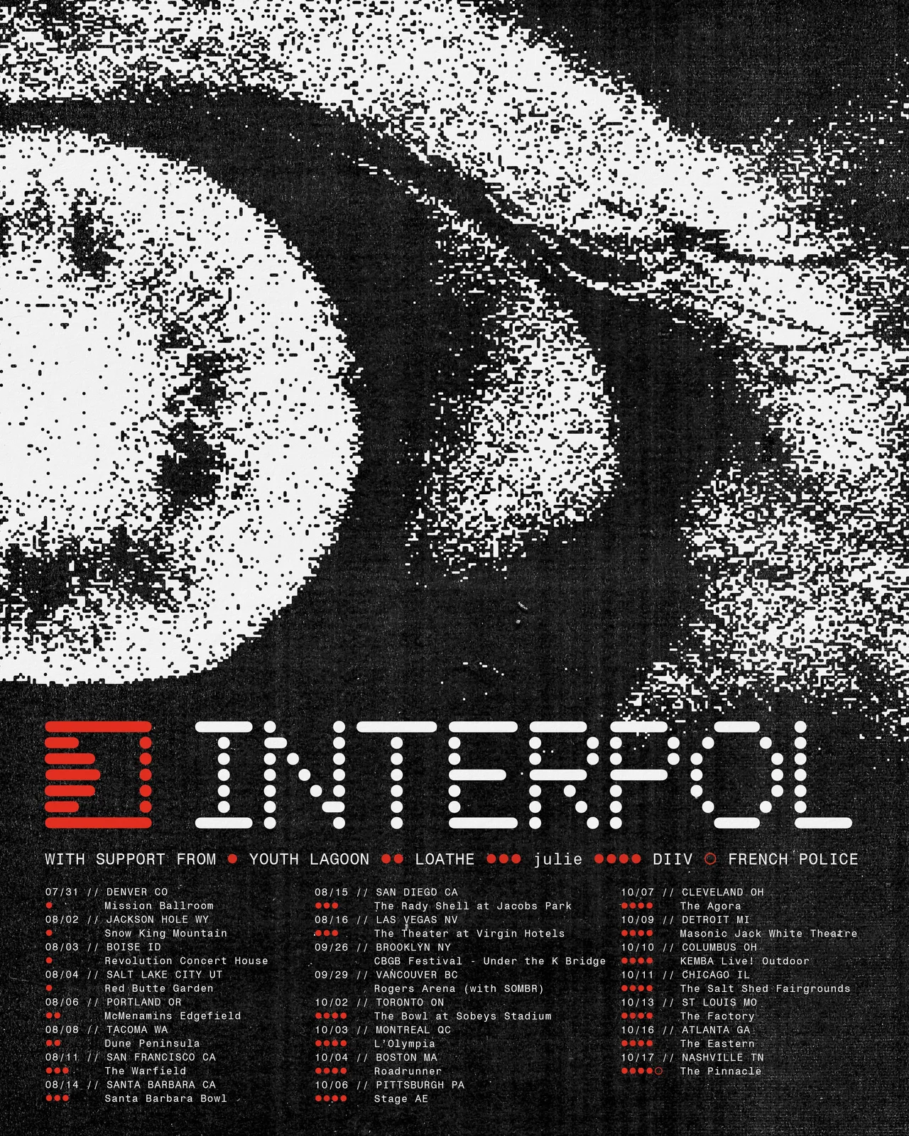 Interpol 2026 tour poster